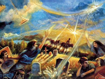 Približavajući se, Isus poziva svoje svece iz grobova i daje nalog svojim anđelima da saberu „izabrane njegove od četiri vetra, od kraja do kraja nebesa”. Matej 24:31.