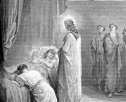 Biblijski citat: Matej 9:23-25.  Gospod Isus vaskrsava devojčicu